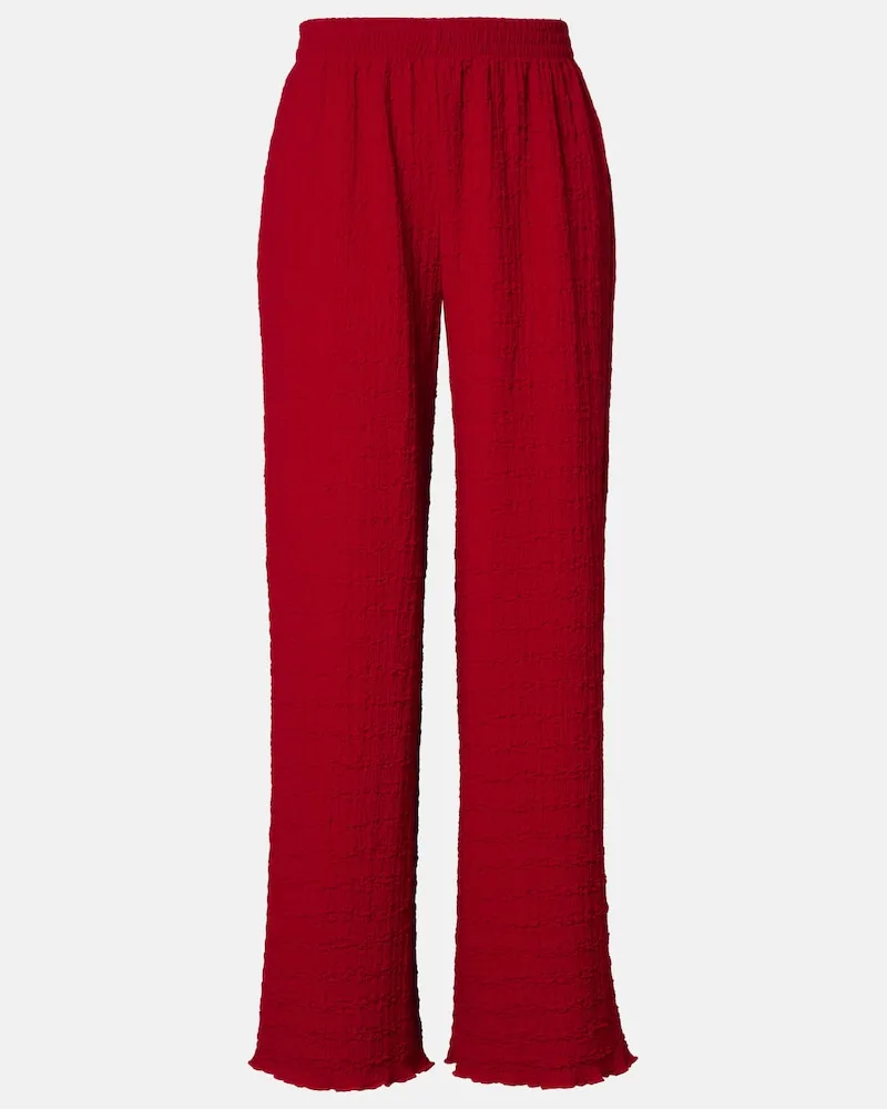 JADE SWIM Pantaloni Mika a gamba larga in seersucker Rosso