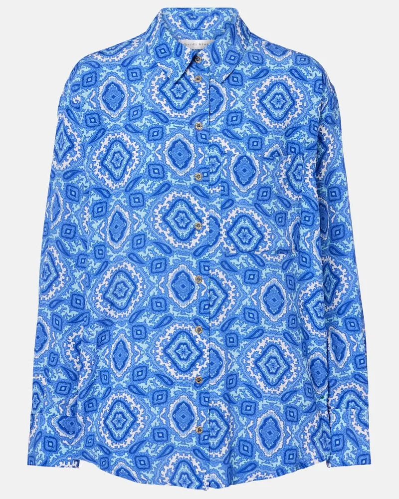 Heidi Klein Camicia Mykonos in seta con stampa Blu
