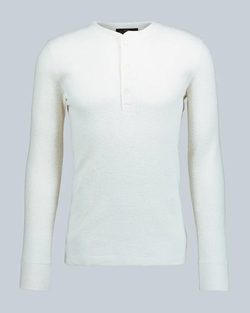RRL T-shirt Henley in cotone Bianco