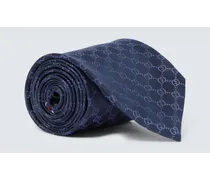 Gucci Cravatta in twill di seta GG Blu
