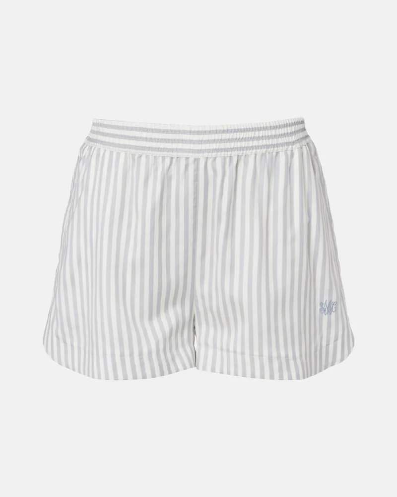 Stella McCartney Shorts in seta e lana a righe Bianco