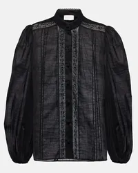 Zimmermann Camicia Halliday in cotone con pizzo Nero