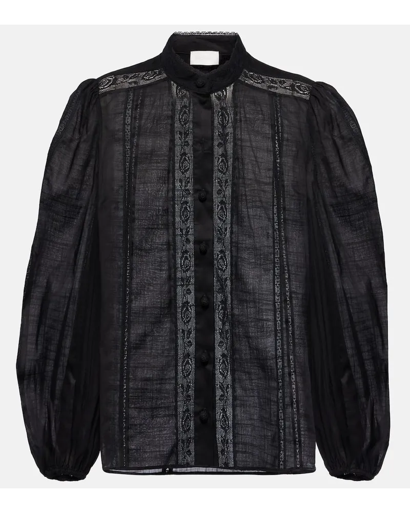 Zimmermann Camicia Halliday in cotone con pizzo Nero