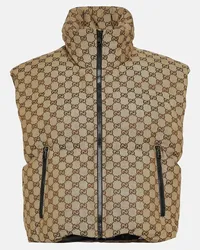 Gucci Gilet imbottito in canvas GG Marrone