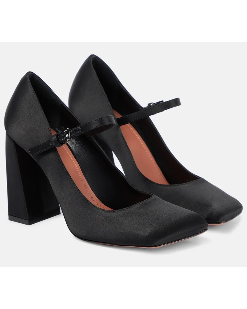 Amina Muaddi Pumps Charlotte 95 in raso Nero