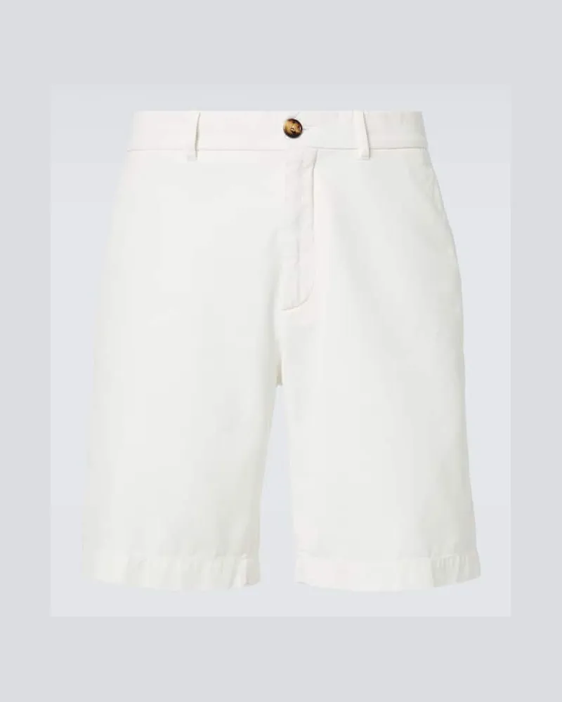 Brunello Cucinelli Shorts in twill di cotone Bianco