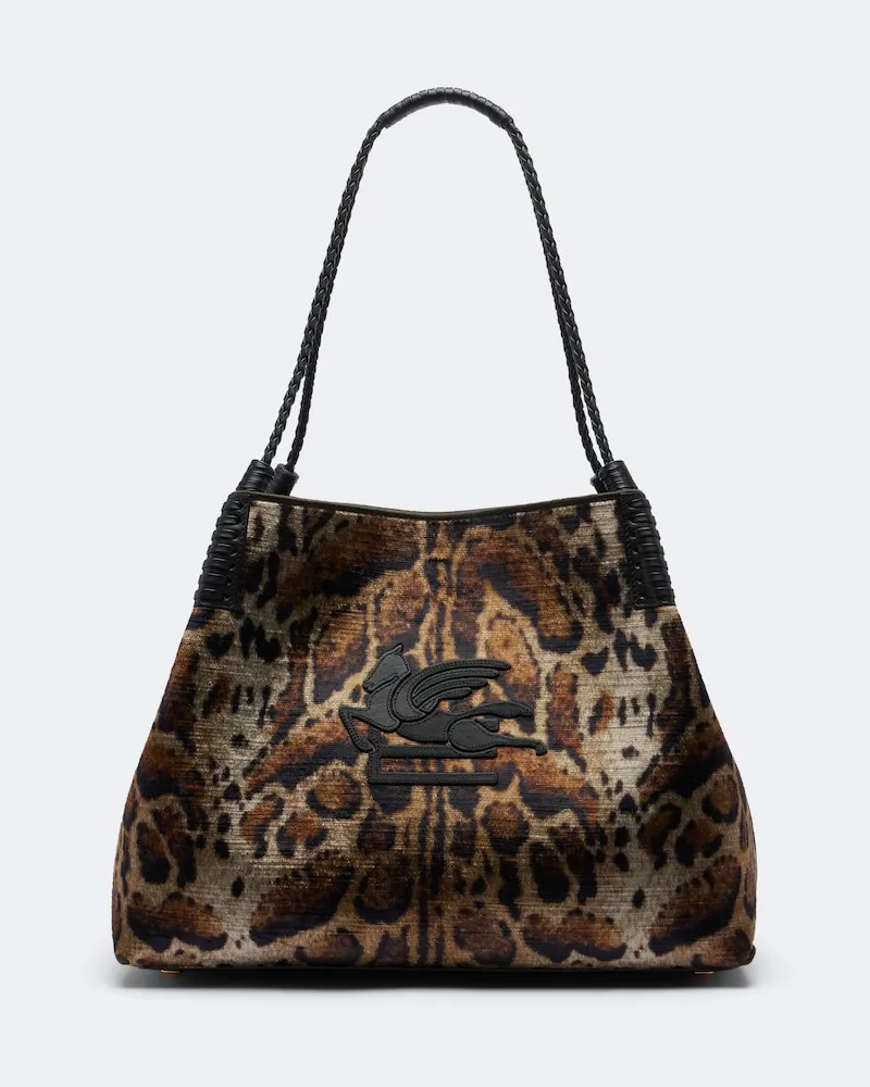 Etro Shopper Libra Large in velluto Multicolore
