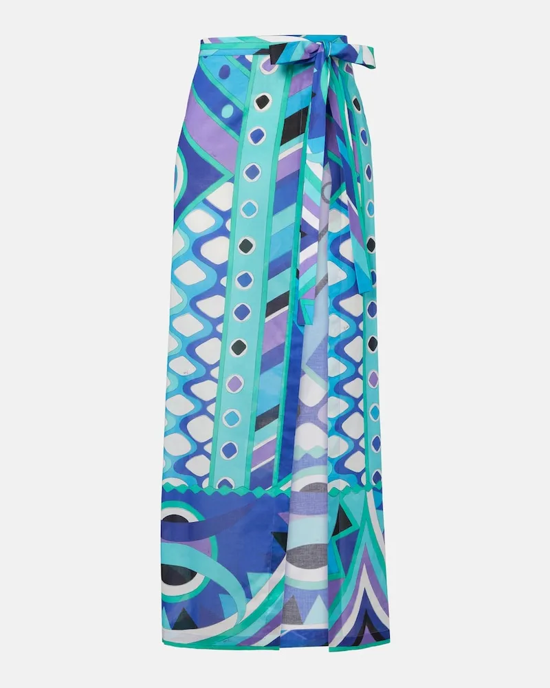 Emilio Pucci Copricostume in cotone con stampa Blu