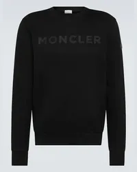 Moncler Felpa in jersey di cotone con logo Nero