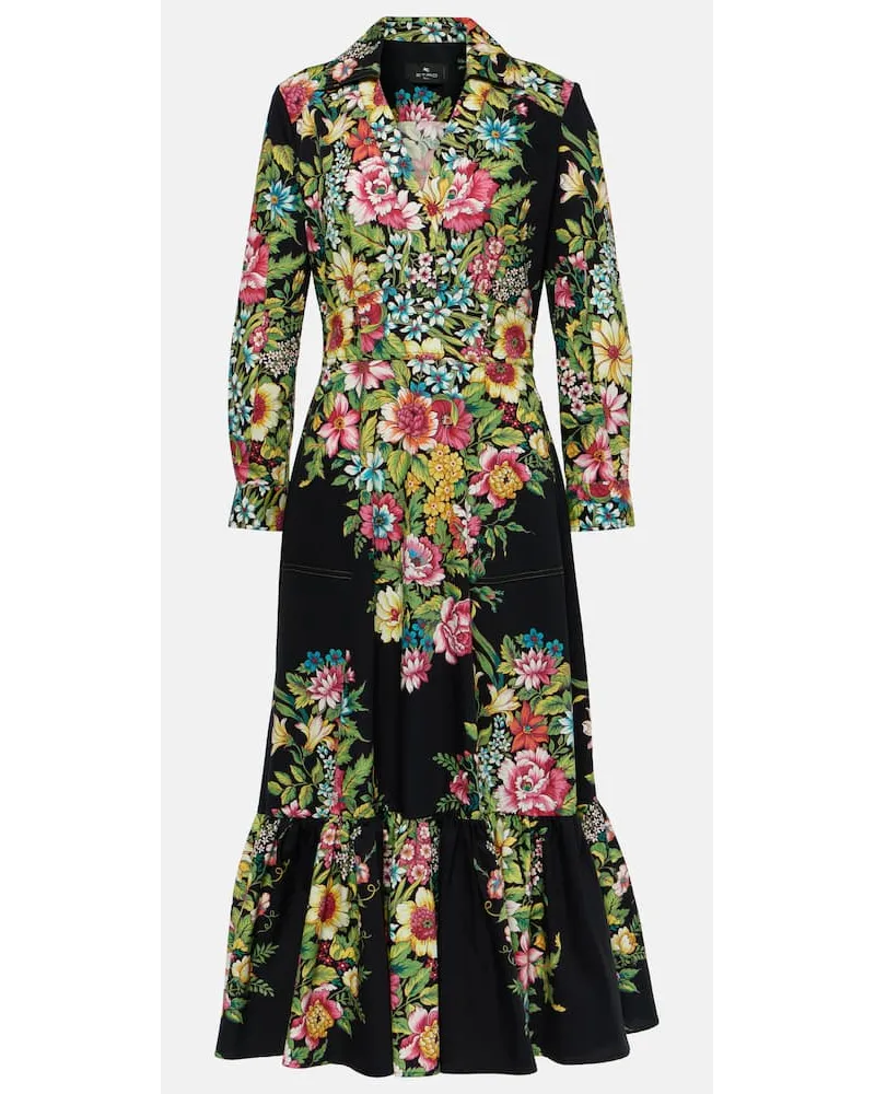 Etro Abito midi in cotone con stampa Nero