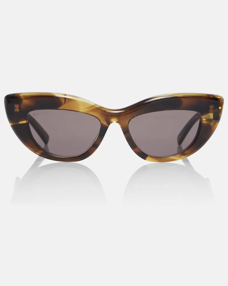Gucci Occhiali da sole cat-eye Double G Marrone