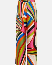 Emilio Pucci Pantaloni a gamba larga Iride in twill di seta Multicolore