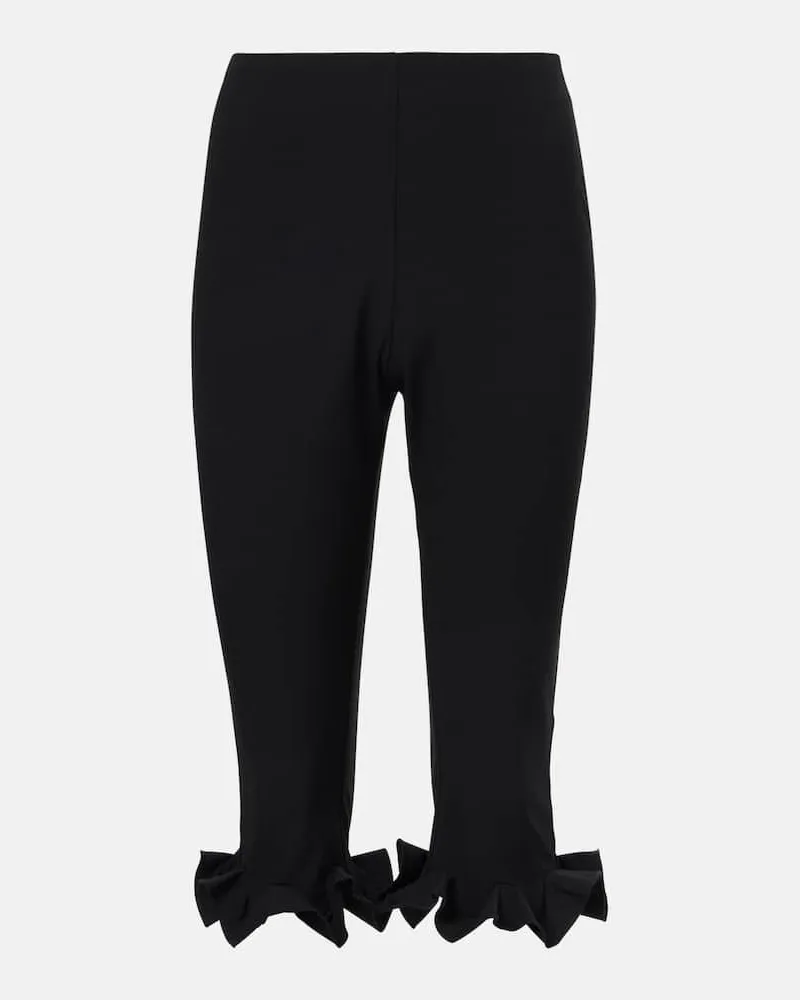 ROTATE Birger Christensen Pantaloni capri a vita alta con volant Nero