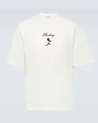 Burberry T-shirt in jersey di cotone con ricamo Bianco