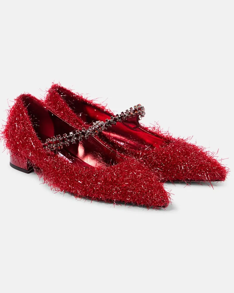 Jimmy Choo Ballerine Bing con tinsel e cristalli Rosso