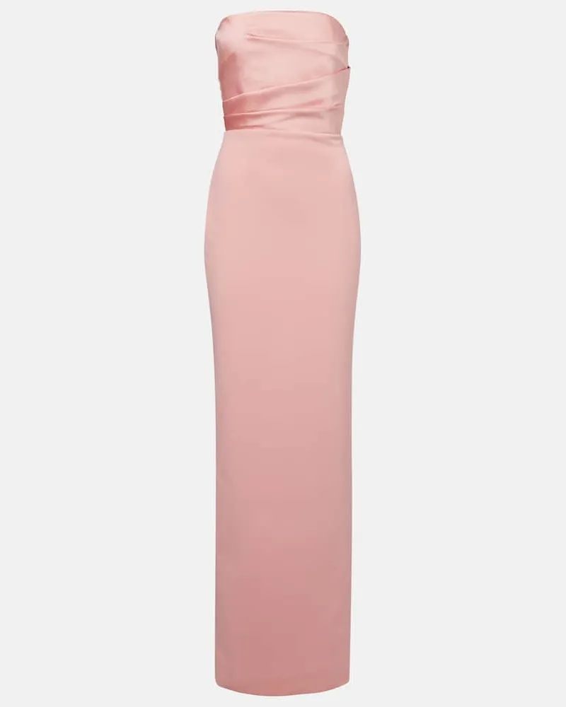 Solace London Abito lungo Afra in crÃªpe e raso Rosa