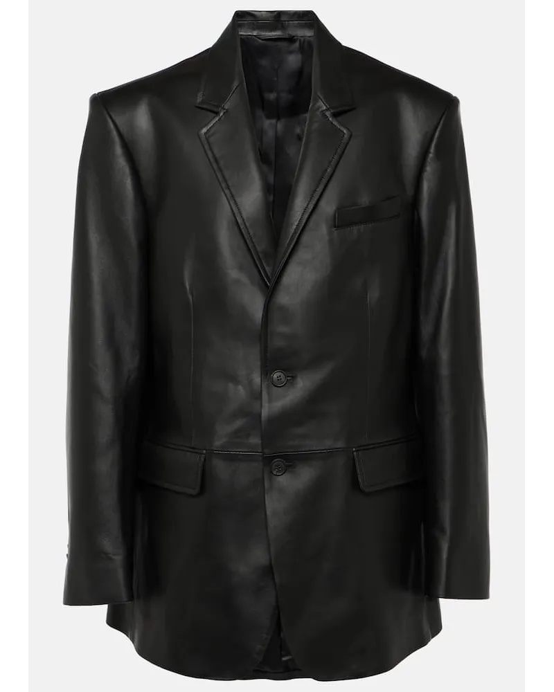 WARDROBE.NYC Blazer in pelle oversize Nero