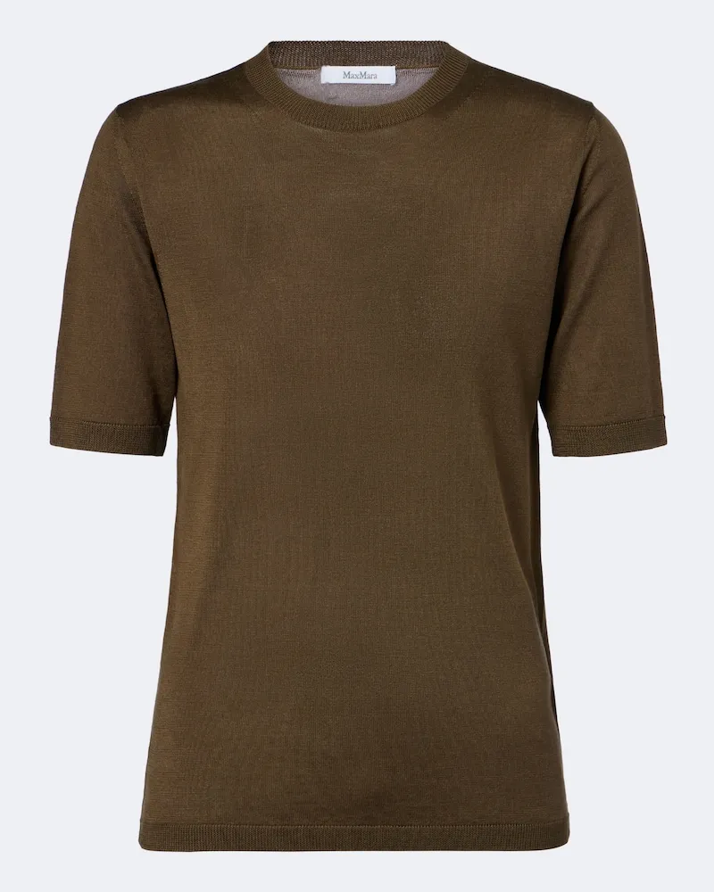 Max Mara Top in seta e cashmere Verde