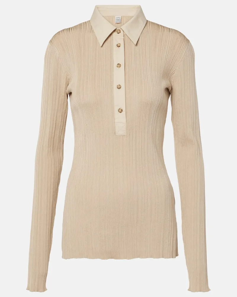 Totême Polo in jersey a coste Beige