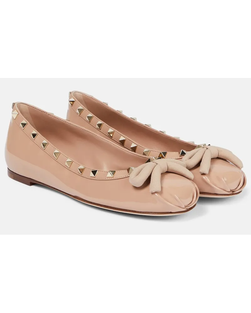 Valentino Garavani Ballerine Rockstud in vernice Rosa