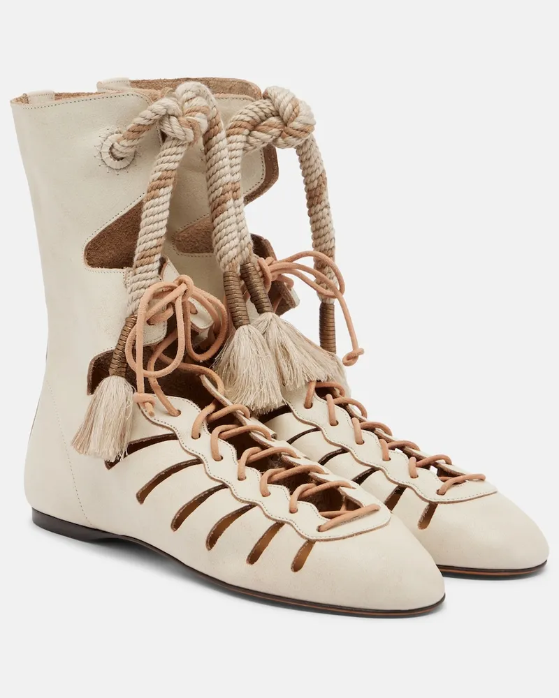 Isabel Marant Stivaletti Liade in pelle stringati Beige