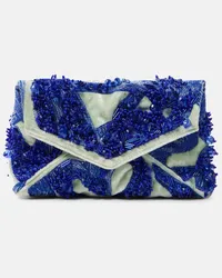 Dries van Noten Clutch in velluto con perline Verde