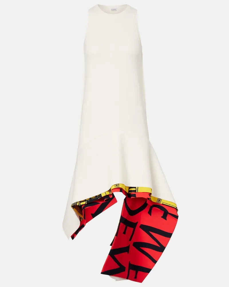 Loewe Abito corto asimmetrico con stampa Bianco