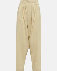 Christophe Lemaire Pantaloni a vita alta in misto seta Beige