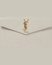 Saint Laurent Clutch Uptown in pelle stampata Bianco