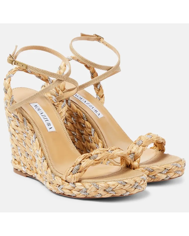 Aquazzura Sandali espadrillas Costiera 120 con zeppa Beige
