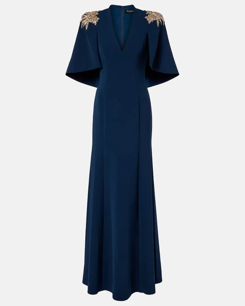 Jenny Packham Abito lungo Star Shower con cristalli Blu