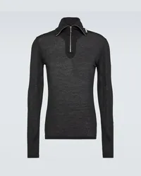 Jil Sander Pullover in jersey con zip Nero