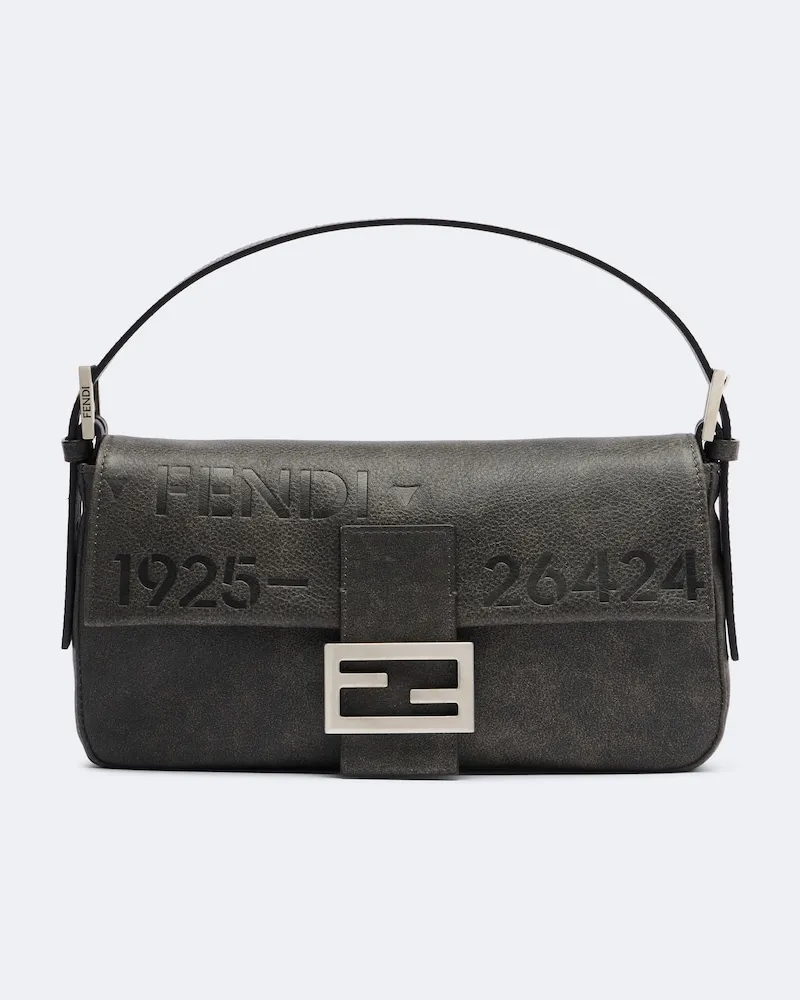 Fendi Borsa a spalla Baguette® 26424 Biker Small in pelle Nero