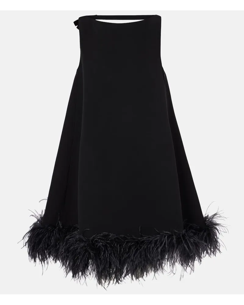 Valentino Garavani Abito corto con piume Nero