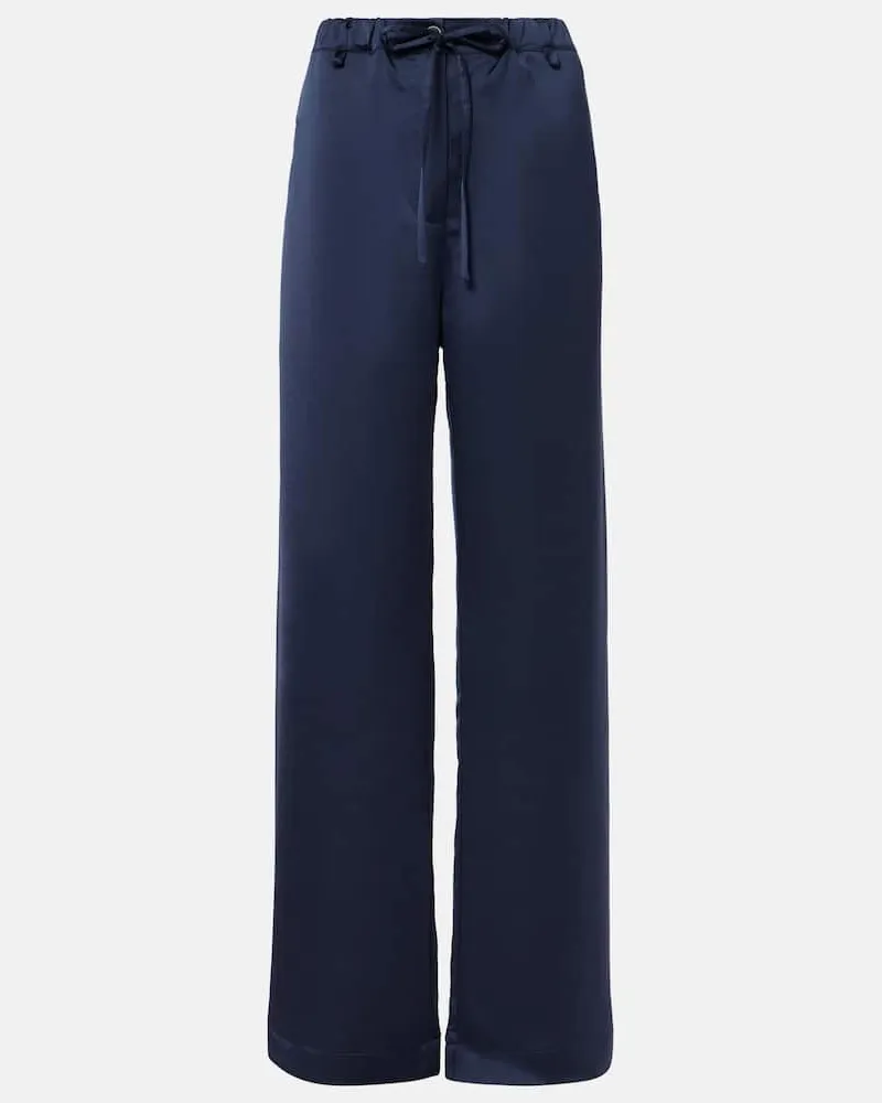 Proenza Schouler White Label - Pantaloni a gamba larga Magnus in raso Blu