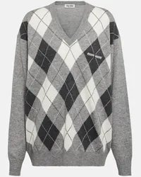 Miu Miu Pullover in cashmere a rombi Grigio