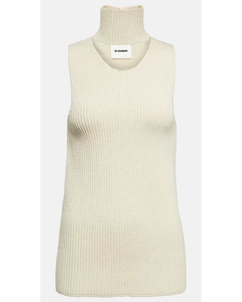 Jil Sander Top in maglia di misto cotone Bianco