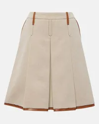 Miu Miu Gonna midi in canvas con pelle Beige