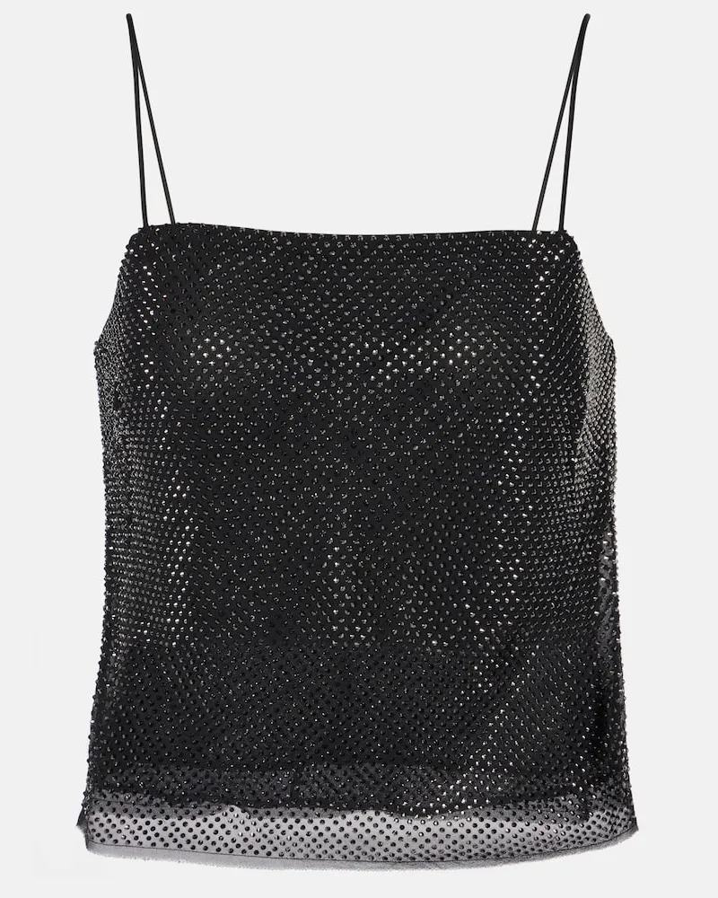 Roland Mouret Camisole in chiffon di seta con cristalli Nero