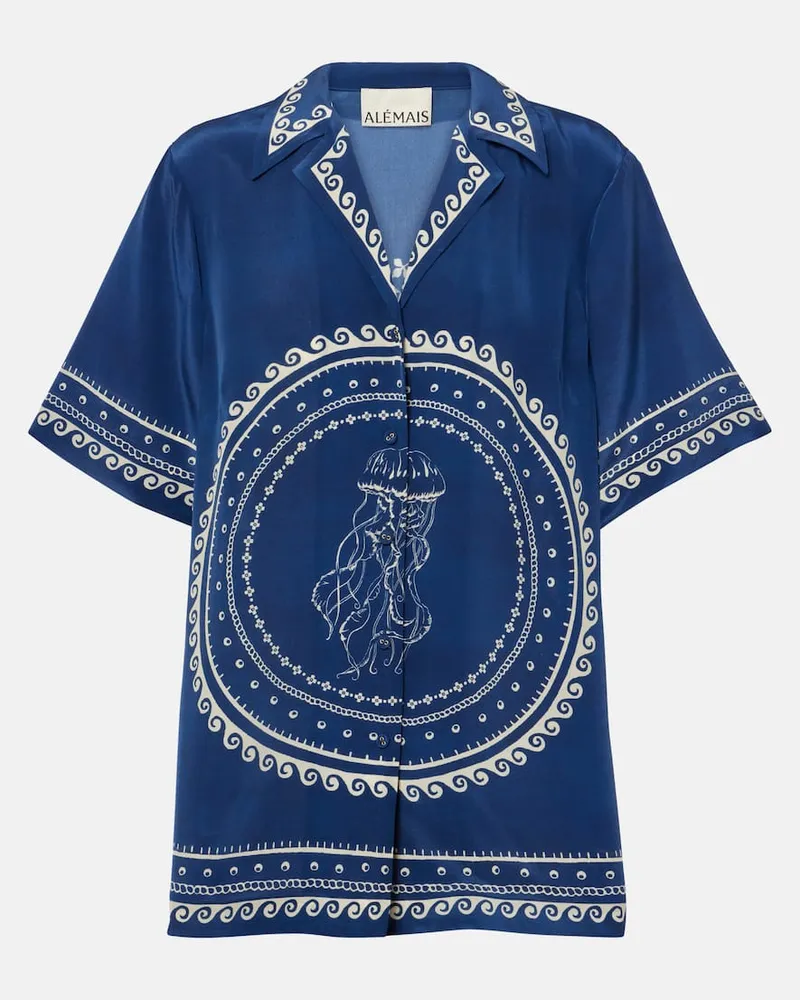 ALEMAIS AlÃ©mais Camicia Oceane in seta con stampa Blu