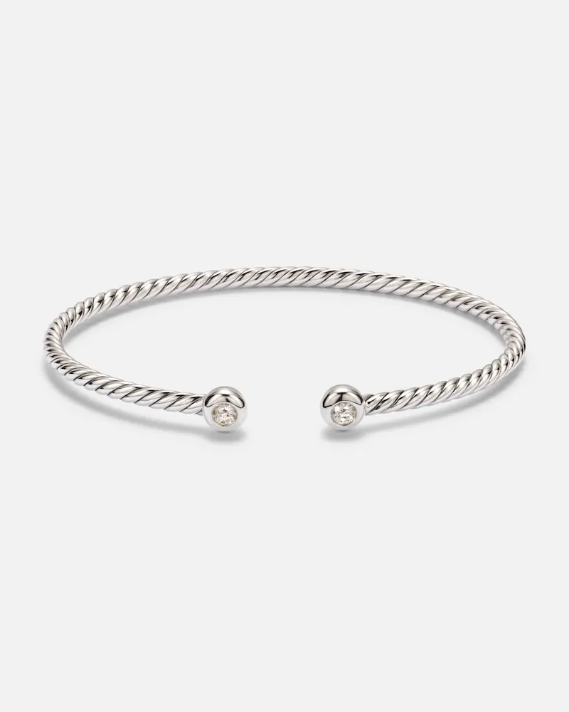 David Yurman Bracciale Cable FlexÂ® Micro in argento sterling 925 con diamanti Argento