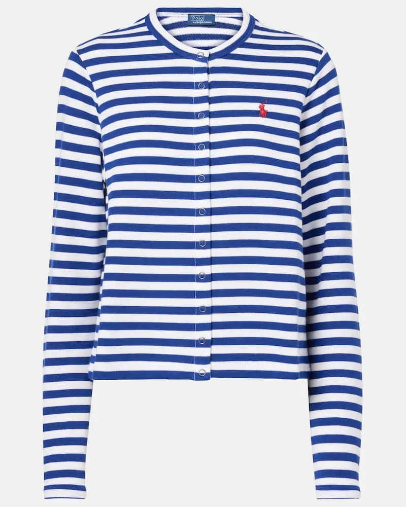 Ralph Lauren Cardigan in misto cotone a righe Blu