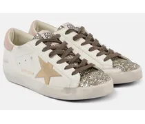 Sneakers Super-Star in pelle con glitter