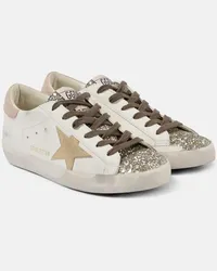 Golden Goose Sneakers Super-Star in pelle con glitter Bianco