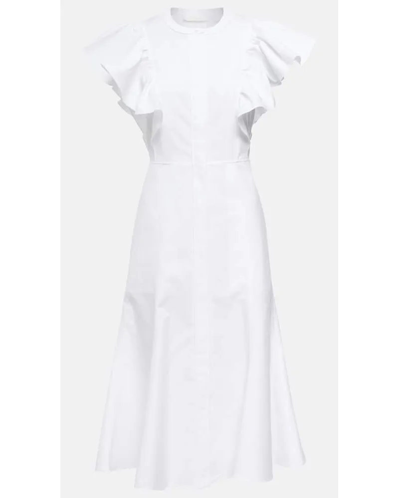 Chloé ChloÃ© Abito midi in cotone con ruches Bianco
