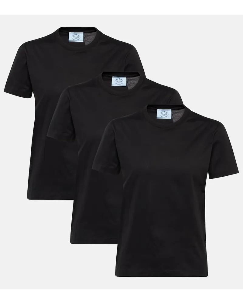 Prada Set di 3 T-shirt in cotone Nero