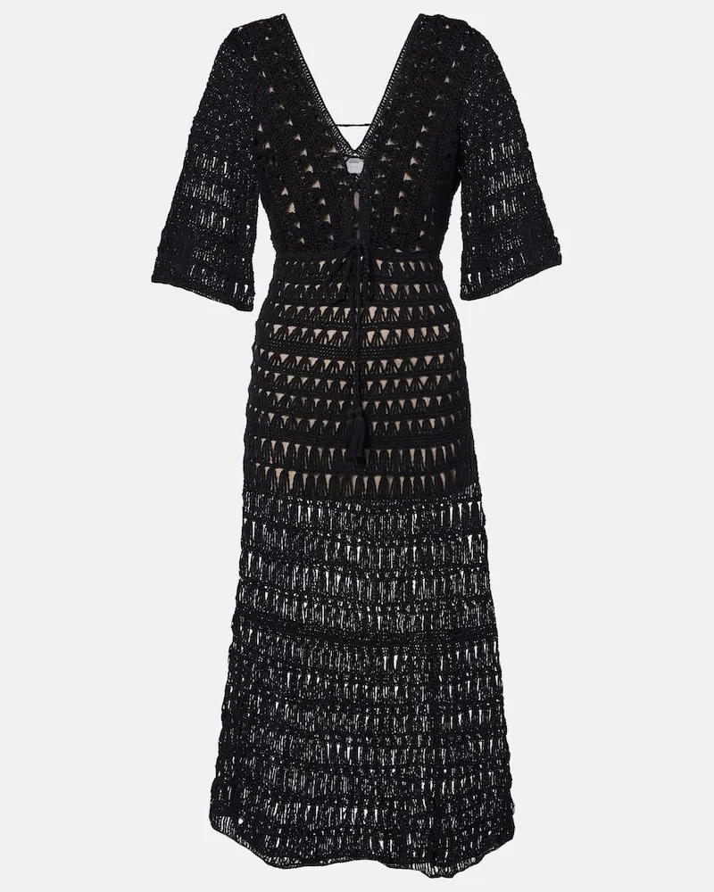 Anna Kosturova Abito lungo Marissa in crochet di cotone Nero