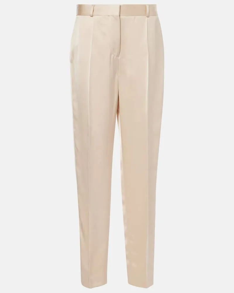 Totême Pantaloni regular in raso a vita alta Bianco