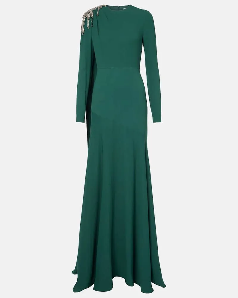 Erdem Abito lungo con cristalli Verde