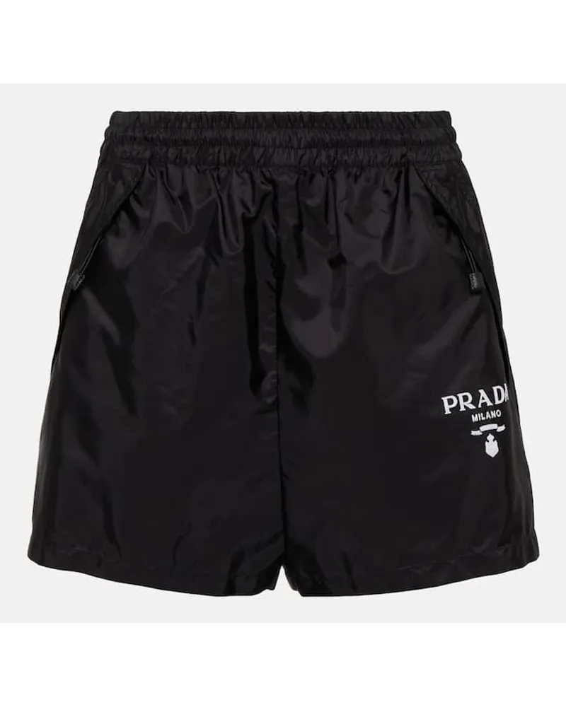 Prada Shorts a vita alta in Re-Nylon Nero